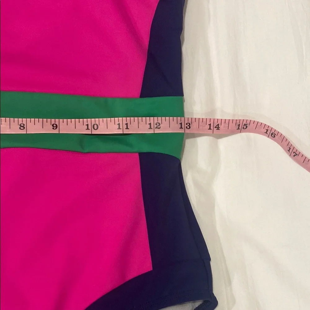 Boden Santorini Pink and Green One Piece Swimsuit with Color-Block Design - Picture 6 of 8
